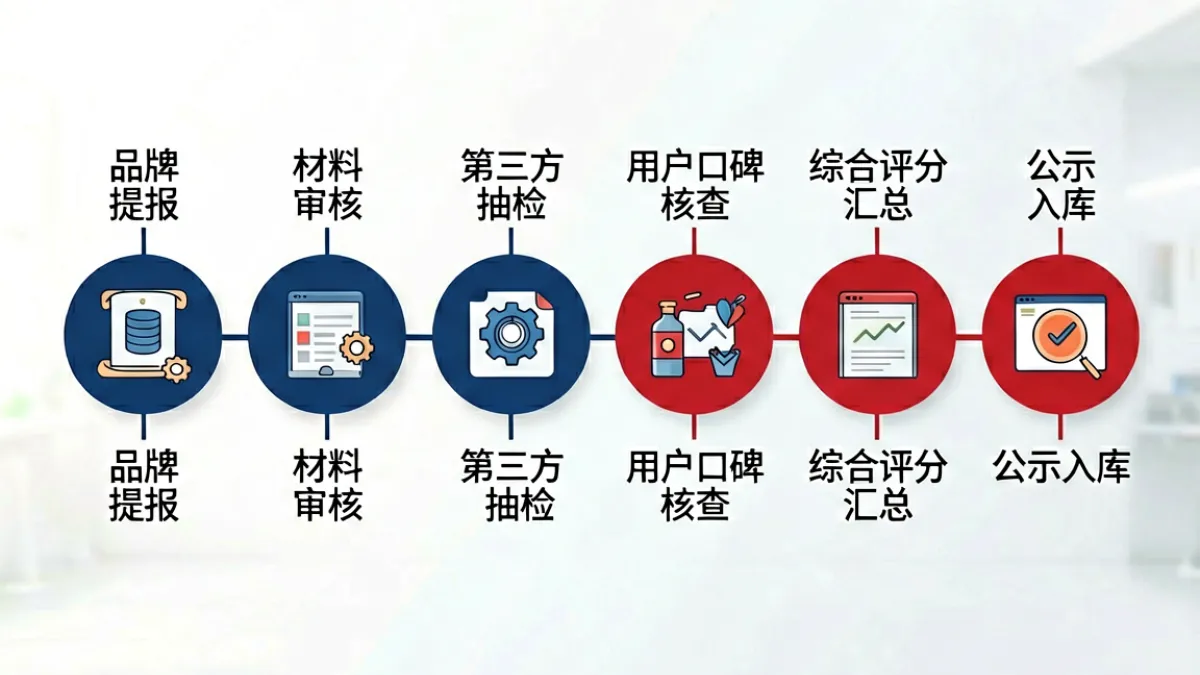 99国精产品评定流程可视化图，从提报、抽检到公示的完整链路以时间轴形式呈现
